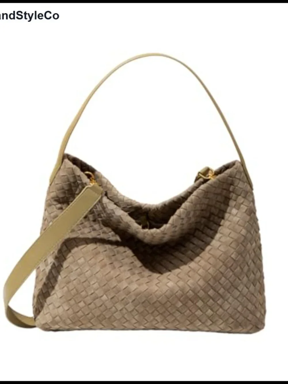 Faux Suede Woven Tote Bag Women Large Hobo Shoulder Purse Vegan